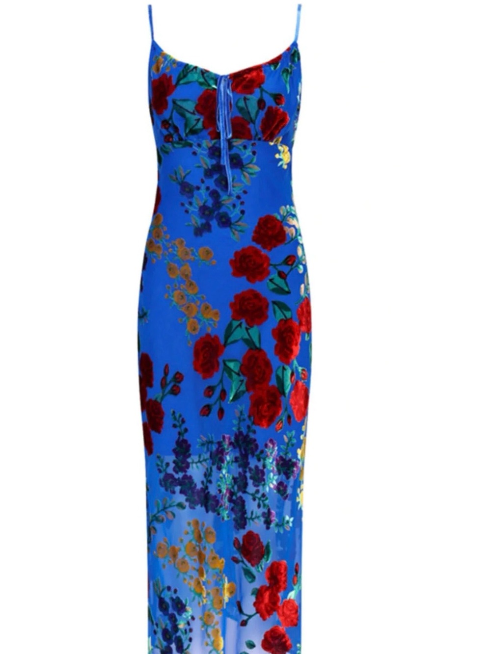 Commense Velvet Floral Appliqué Cami Dress - Small